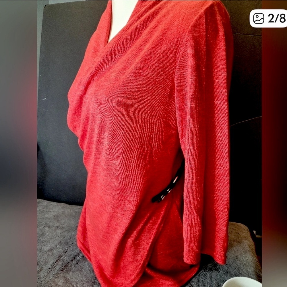 Michael Tyler Chic Red Long Sleeve Fashion Top Women's Top